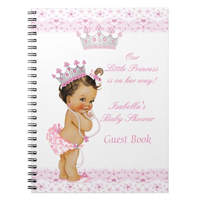 Gästebuch Princess Baby Dusche Rosa Weiß Notizblock (Vorderseite)
