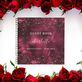 Gästebuch Quinceanera burgundy Rose gold Notizbuch