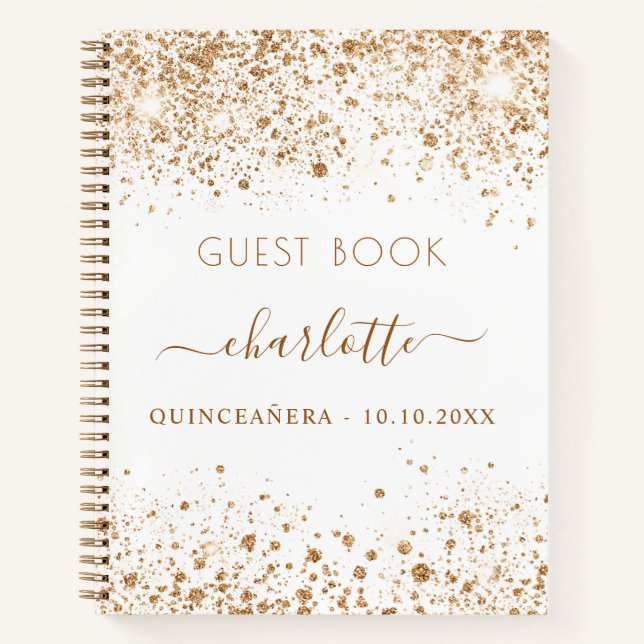 Gästebuch Quinceanera Glitzer Name Notizbuch (Vorderseite)