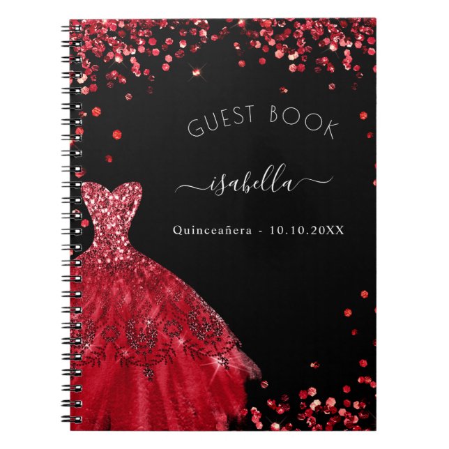 Gästebuch Quinceanera Glitzer Notizblock (Vorderseite)