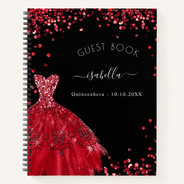 Gästebuch Quinceanera Glitzer Notizbuch (Vorderseite)