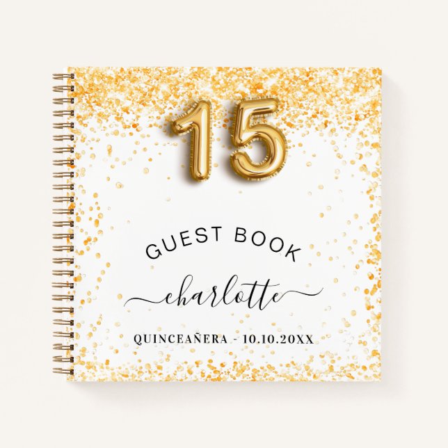 Gästebuch Quinceanera Glitzer Notizbuch (Vorderseite)