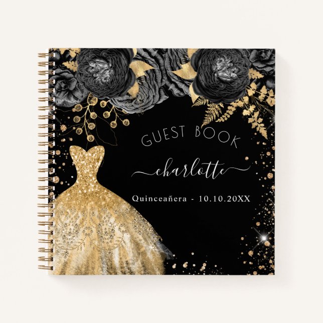 Gästebuch Quinceanera Glitzer Notizbuch (Vorderseite)