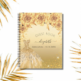 Gästebuch Quinceanera Gold Glitzer Kleid Notizbuch
