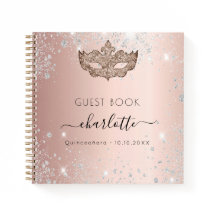 Gästebuch Quinceanera masquerade Rose Gold