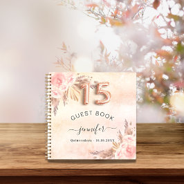 Gästebuch Quinceanera Pampas Gras Rose Gold Notizbuch