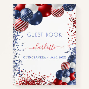 Gästebuch Quinceanera patriotisch rot weiß blau Notizbuch