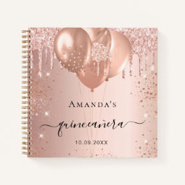Gästebuch Quinceanera Rose Gold Glitzer Ballons Notizbuch