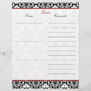 Gästebuch "Red and Black Damask Linen"