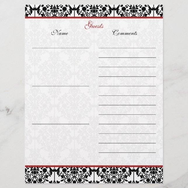 Gästebuch "Red and Black Damask Linen" (Vorderseite)