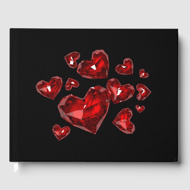 Gästebuch Red Jeweled Hearts (Vorderseite)
