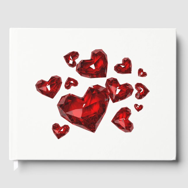 Gästebuch Red Jeweled Hearts (Vorderseite)