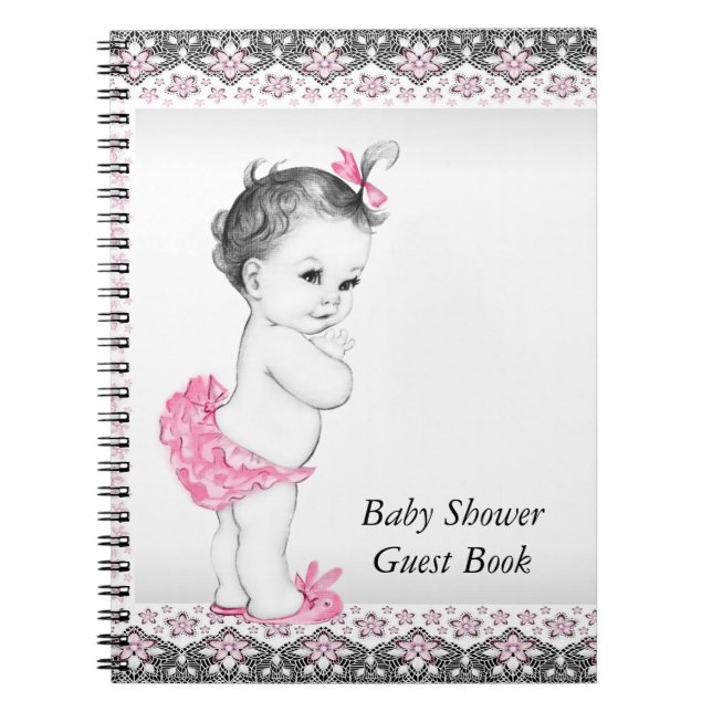 Gästebuch Rosa und Schwarzes Baby Notizblock (Vorderseite)