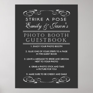 Gästebuch-Schild für Fotokabine zur Hochzeit Poster