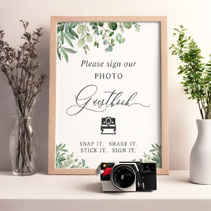 Gästebuch-Schild mit Sofortfoto Greenery Eucalyptu Poster