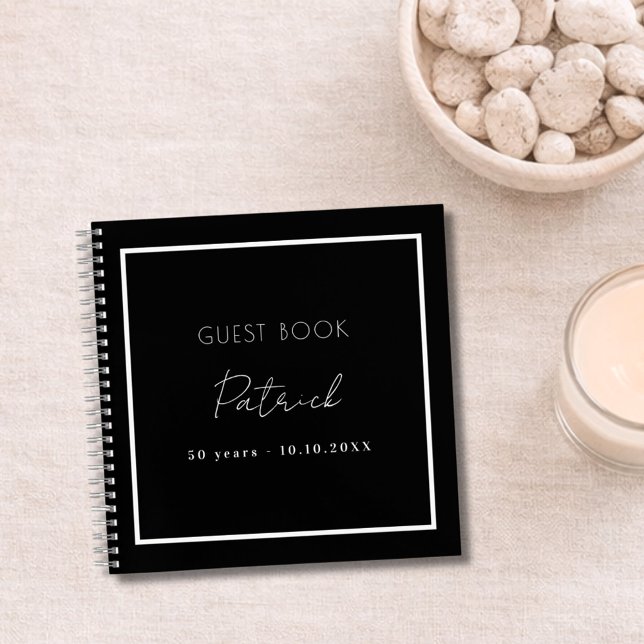 Gästebuch Schwarz-weißer Name Notizbuch (Von Creator hochgeladen)