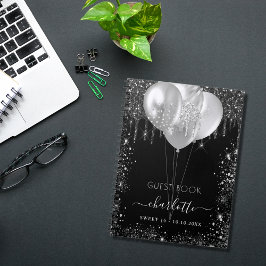 Gästebuch Sweet 16 Black silber Glitzer Name Notizblock