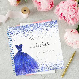 Gästebuch Sweet 16 königsblaues Kleid weiß Notizbuch