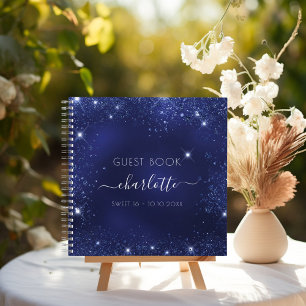 Gästebuch Sweet 16 Marineblau Glitzer Glitzern Notizbuch