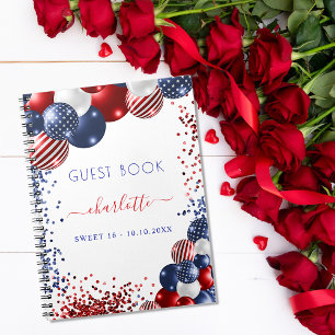 Gästebuch Sweet 16 Red white blue patriotic USA Notizbuch