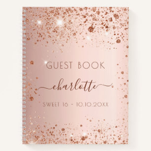 Gästebuch Sweet 16 Rose gold errush Glitzer Notizbuch