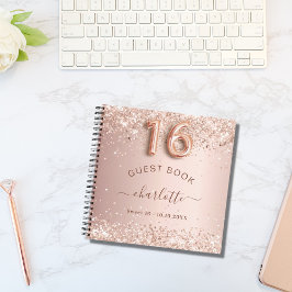 Gästebuch Sweet 16 Rose Gold Glitzer erröten Notizbuch