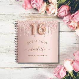 Gästebuch Sweet 16 Rose Gold Glitzer Tropfen Notizbuch
