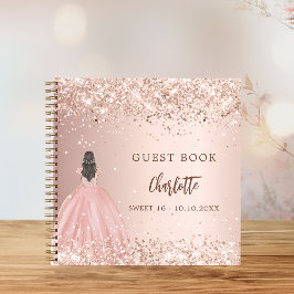 Gästebuch Sweet 16 Rose Goldkleid Konfetti Notizbuch