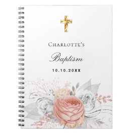 Gästebuch Taufe Rose Goldfloralen Silber Notizblock