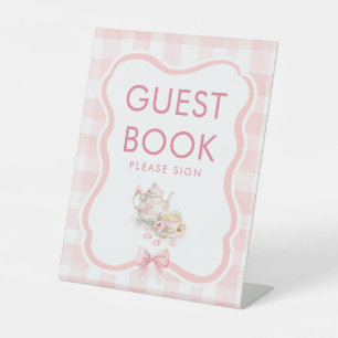 Gästebuch-Teeparty-Baby-Shower-Tischschild Sockelschild