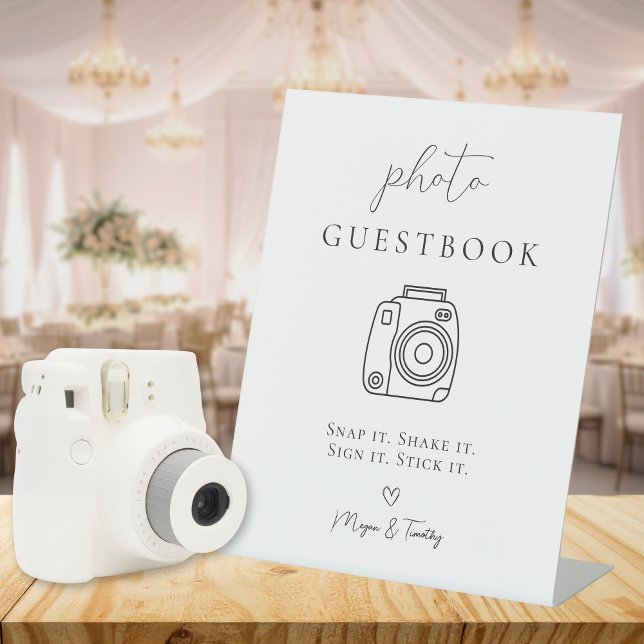 Gästebuch-Tischschild Foto Sockelschild (Wedding Photo Guestbook Tabletop Sign)