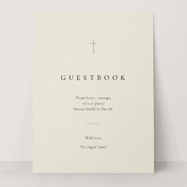 Gästebuch-Tischschild 'Grace Sage Minimal Cross'
