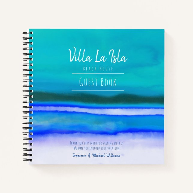 Gästebuch Urlaub Rental Beach House Ocean Blue Notizbuch (Vorderseite)