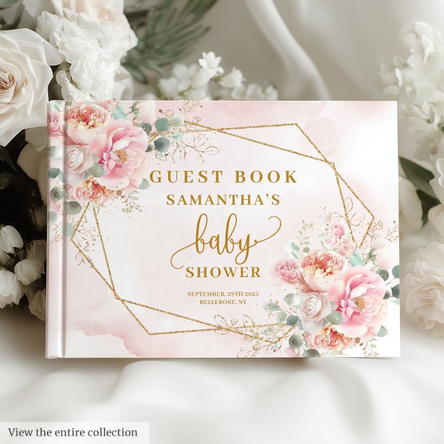 Gästebuch "Watercolor Blush Pink baby Dusche" (Watercolor blush pink baby shower girl guest book)