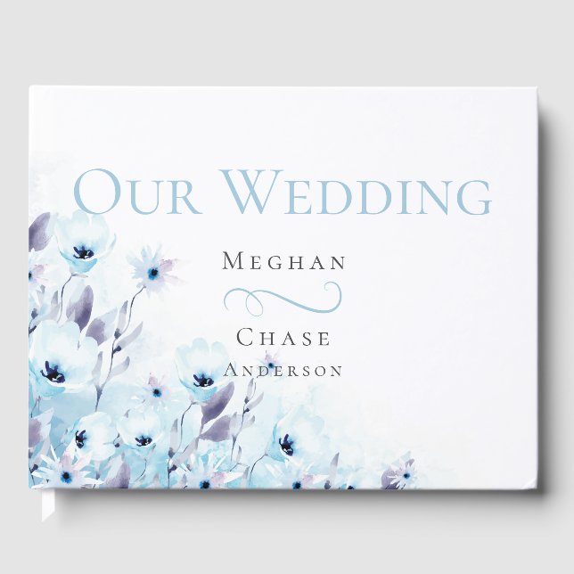 Gästebuch | Watercolor Pale Blauer Garten: (Vorderseite)