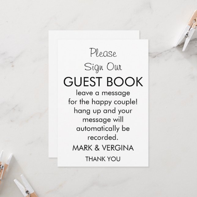 Gästebuch Wedding Audio Einladung (Vorderseite/Rückseite Beispiel)