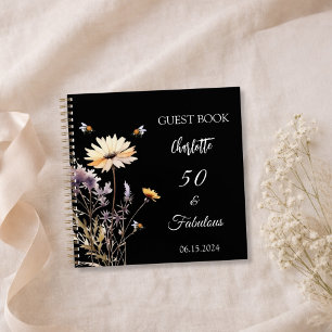 Gästebuch Wildblumen schwarz 50 fabulous Geburtsta Notizbuch