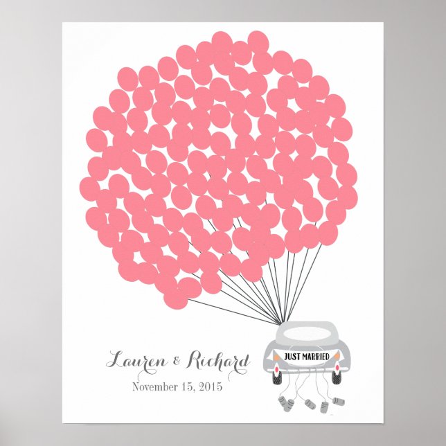 Gästebuchalternative mit roten Ballons Poster (Vorne)