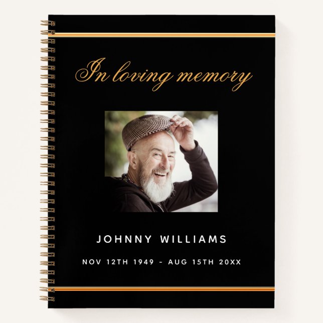 Gästebuchbeerdenkmal Schwarzes Foto Notizbuch (Vorderseite)