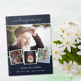 Gästebuchbeerdigung Foto Collage Blue Memorial Notizblock