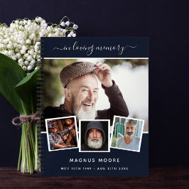 Gästebuchbeerdigung Foto Collage Blue Memorial Notizbuch