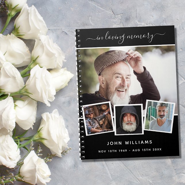 Gästebuchbeerdigung Foto Collage Schwarze Gedenkst Notizblock (Von Creator hochgeladen)