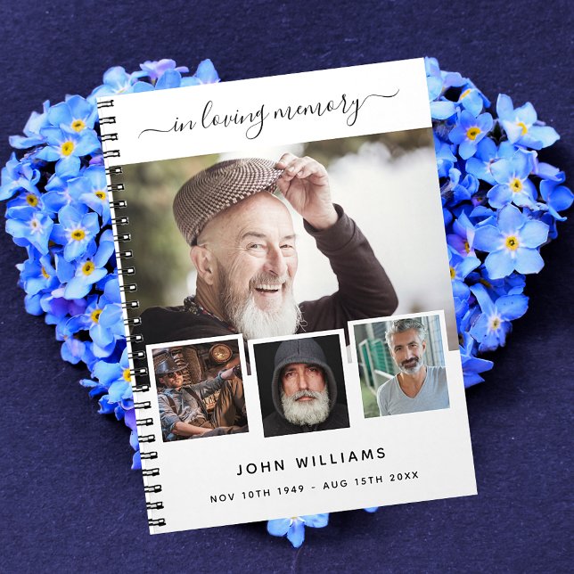 Gästebuchbeerdigung Foto Collage White Memorial Notizbuch (Von Creator hochgeladen)