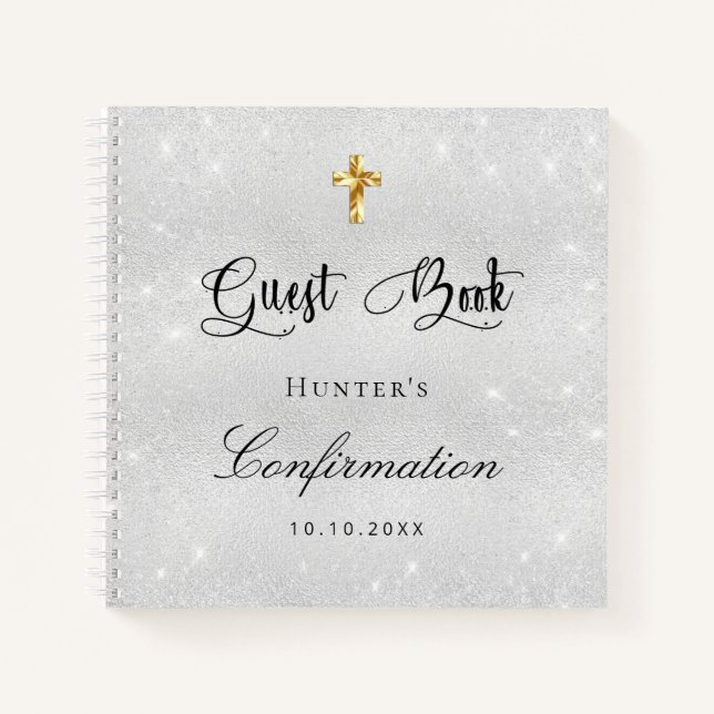 Gästebuchbestätigung - Silber-Glitzer Notizbuch (Vorderseite)