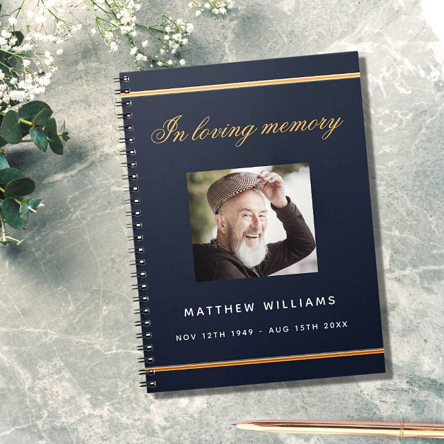 Gästebuchdenkmal Beerdigung blaues Foto Notizblock (Von Creator hochgeladen)