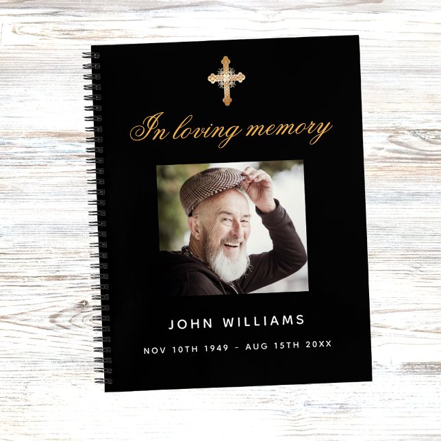 Gästebuchdenkmal-Beerdigung schwarzes Foto Notizbuch (Von Creator hochgeladen)