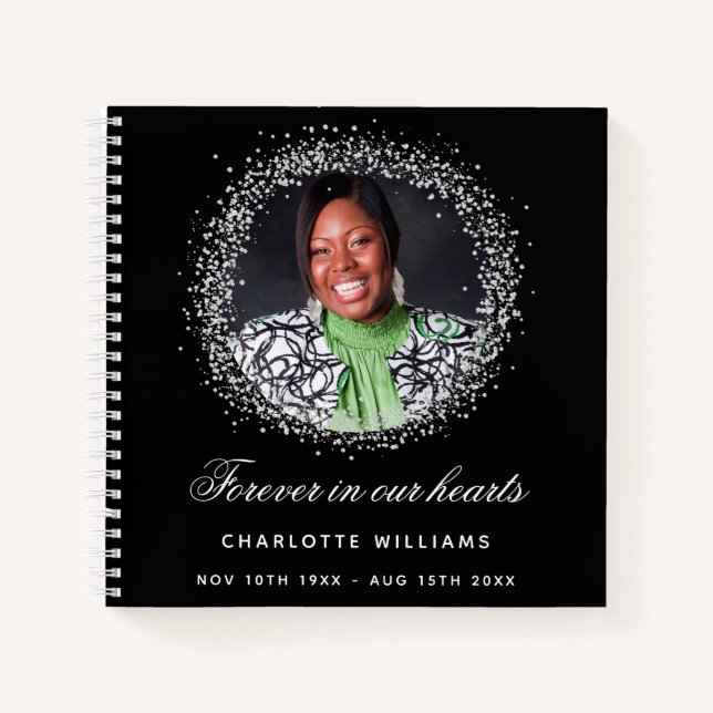 Gästebuchdenkmal Foto schwarz silber Notizbuch (Vorderseite)