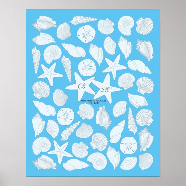 Gästebuchposter Muscheln - 50 Plätze Poster (Vorne)