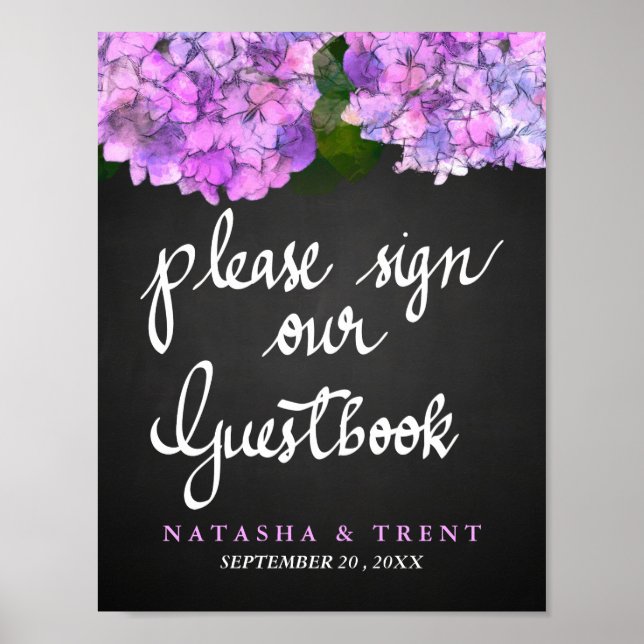 Gästebuchskatalog Wedding Hydrangea Floral Poster (Vorne)