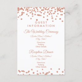 Gästeinformation Rose Gold Glitzer Confetti White Begleitkarte